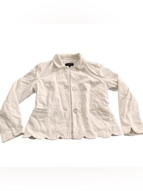 Talbots White Scalloped Jacket Size 8 Women
